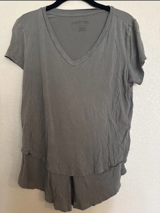 Latched Mama Tops - Latched Mama army green V-Neck Short Sleeve Nursing Tee